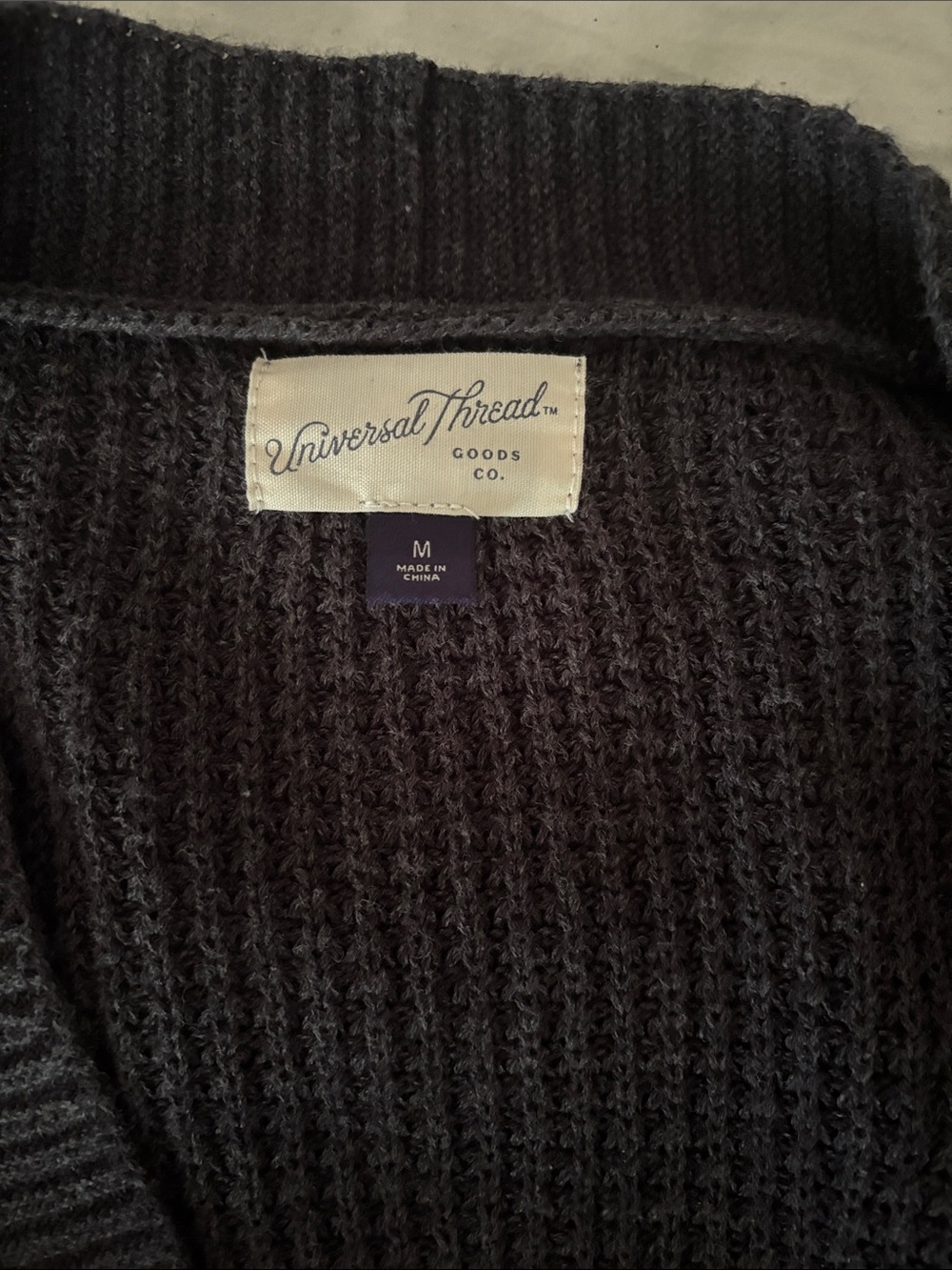 Universal Thread Dark Charcoal Ribbed Open-Front Cardigan - Picture 2 of 2